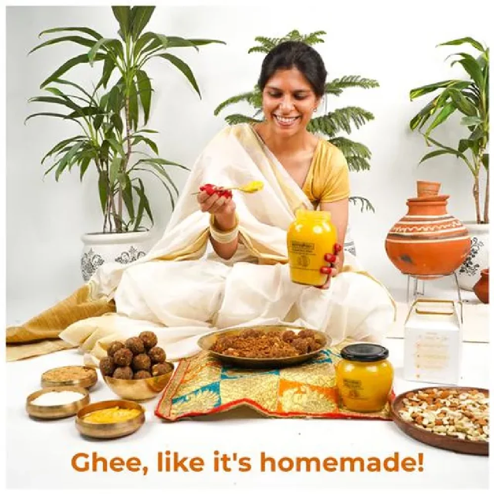 Anveshan A2 Desi Hallikar Cow Ghee - Vedic Bilona Churned From Curd, 1 L Glass Jar-9.webp